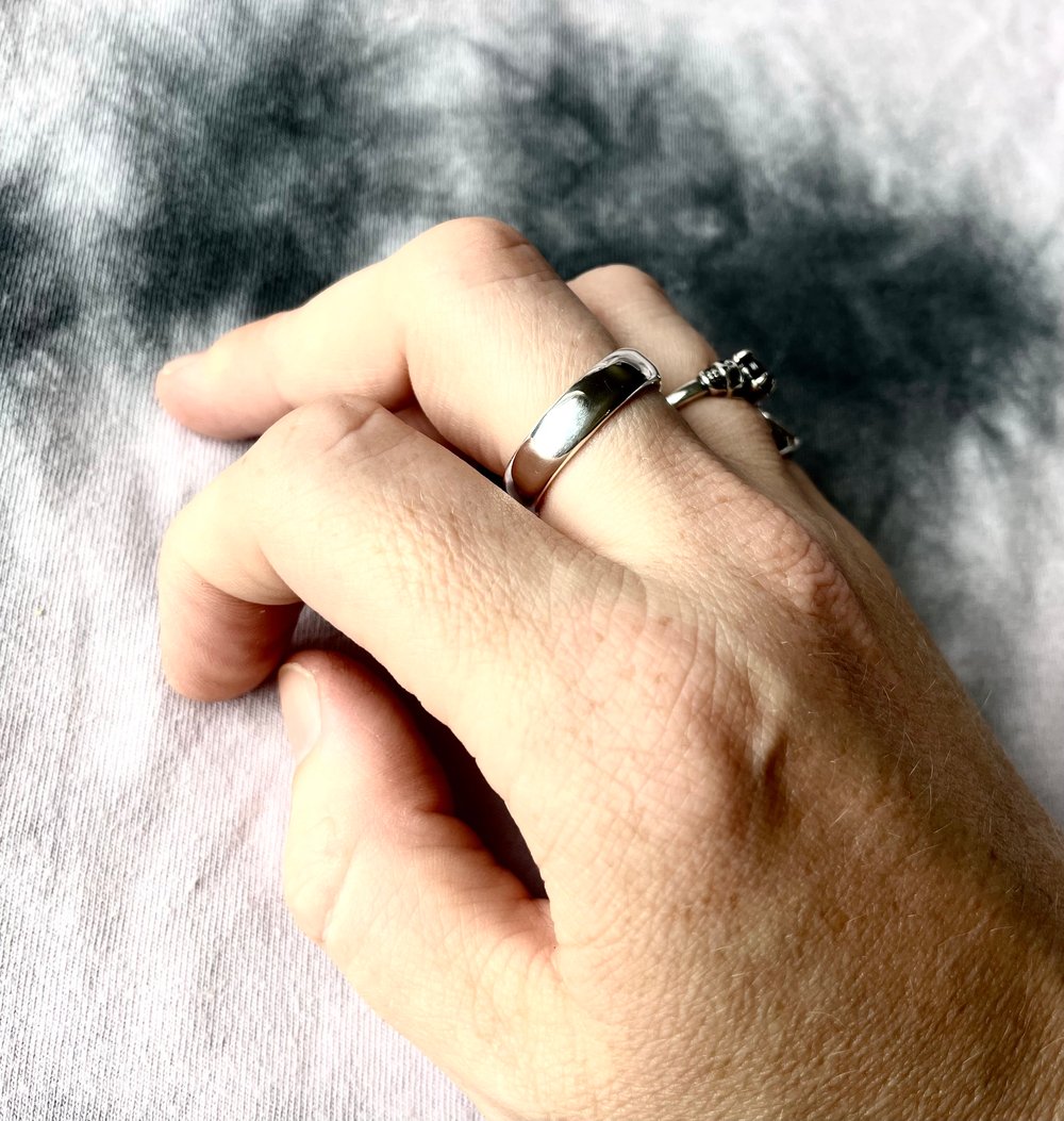 Sterling silver chunky handmade ring. Silver rounded wedding band. Sterling 925 heavy ring.