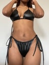 Black faux leather swimsuit