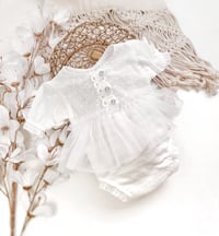 Image 1 of Newborn girls body-dress for photoshoots | Bessie | white