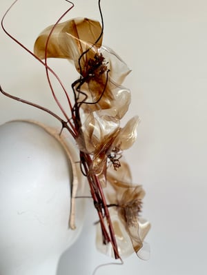 Image of Transparent tan acrylic flowers headpiece