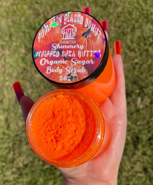 Image of Pumpkin Glazed Donut🎃🍩 Shimmery✨ Whipped Shea Butter🧈 Organic Sugar Body Scrub