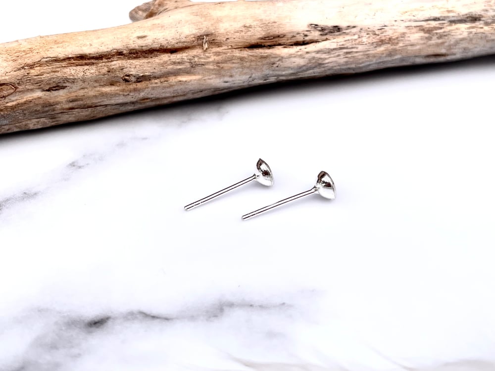 Handmade Black Hole Concave Sterling Silver Stud Earrings