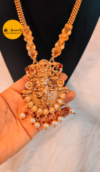 Image 3 of Temp_6009 -Combo Temple Jewelry Necklace Set Featuring Goddess Laxmi & Radha-Krishna