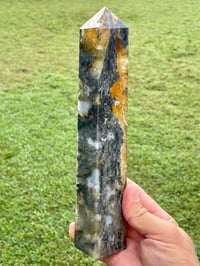 Image 10 of Yellow Fluorite And Moss Agate Obelisk #1169
