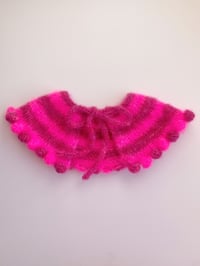 Image 1 of Sofie and Iris Pink and Burgundy Striped Mohair Bubble Collar