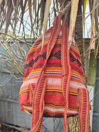 Image 6 of MALIA Mexican Baja woven fabric Backpack - ORANGE