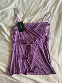 Image 3 of Vintage Y2K purple sequin bust tie back Italian vintage cami 