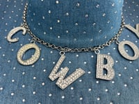 Image 3 of Crystal Blue Denim Cowboy Hat Crystal Cowboy Charm & Chain Band