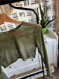 Image 2 of green sheer crop cover up
