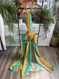 Image 1 of Halter tie back high slit dress