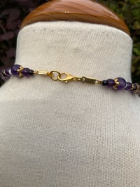 Image 6 of Amethyst cabochon purple pendant choker style necklace