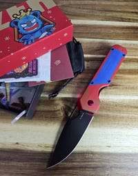 Image 1 of Kizer Cutlery Militaw Folding Knife 3.38" Black Nitro V Steel Blade Red/Blue G10