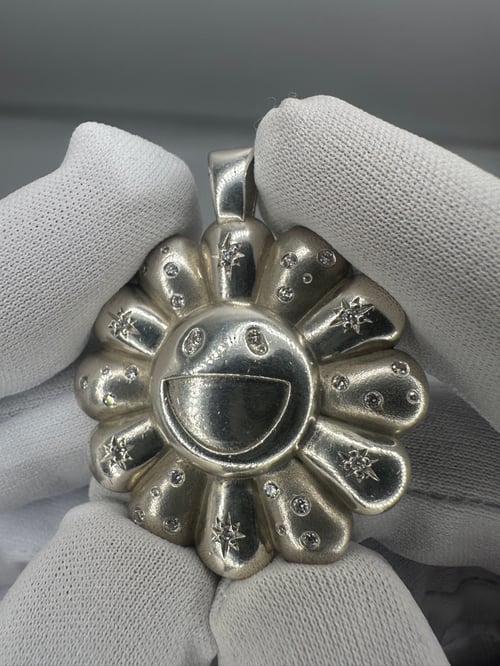 Image of 925 Sterling Silver VVS1 Diamond Set Murakami Flower Pendant by Water and Gold