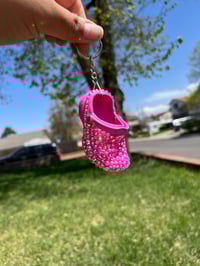 Image 1 of Dark Pink Bedazzled Croc Keychain 