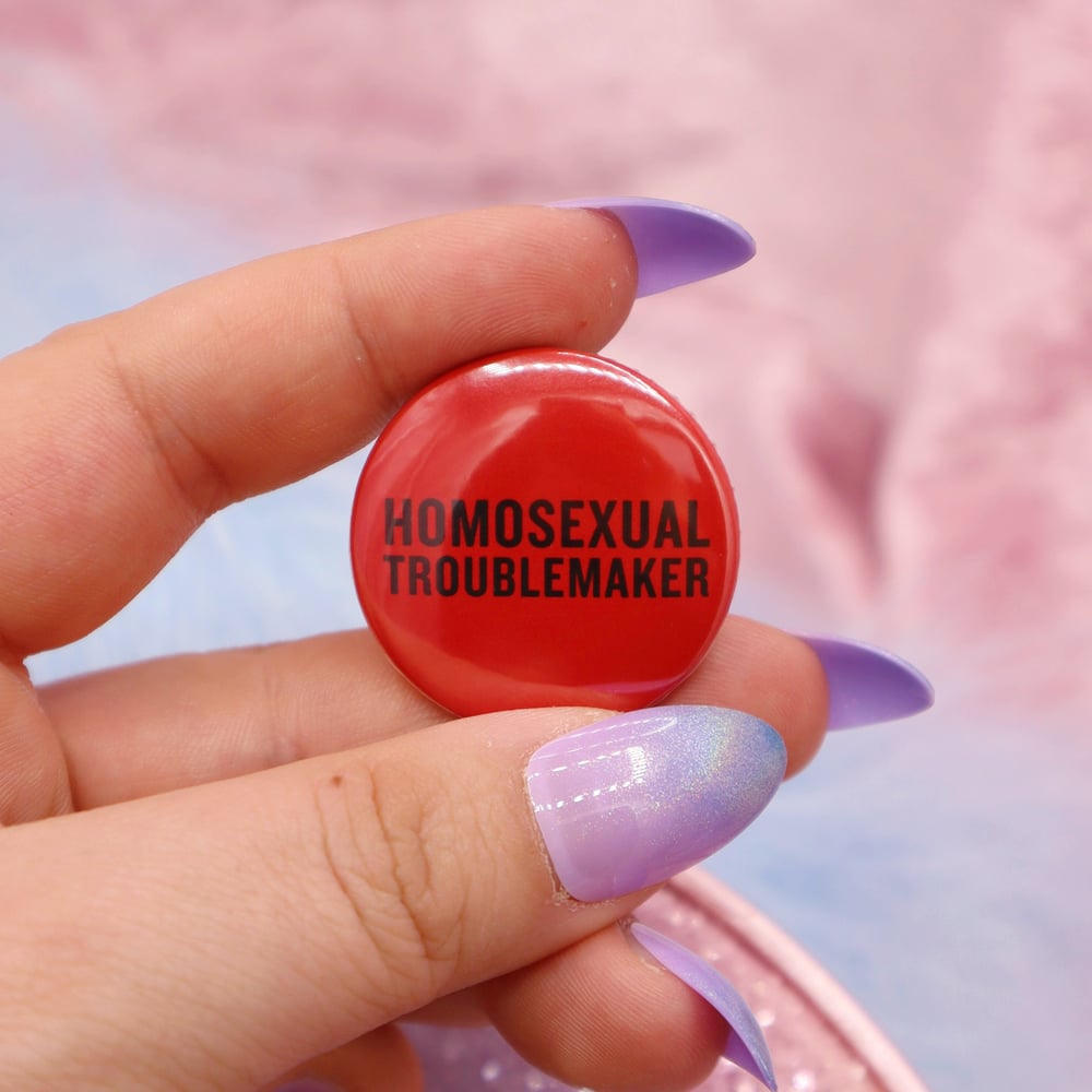 Image of Homosexual Troublemaker Button Badge