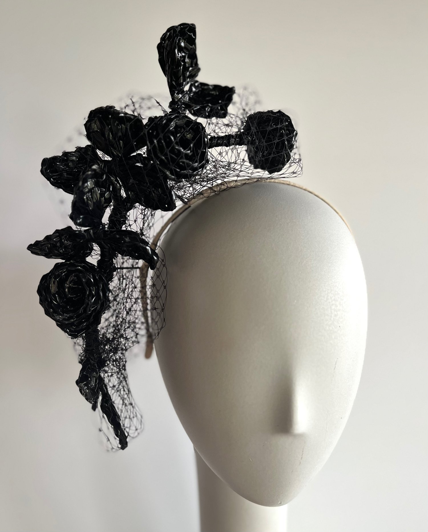Image of Vintage black flowers headpiece   