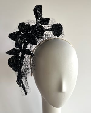 Image of Vintage black flowers headpiece   