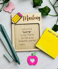 Image 1 of Teacher sticky note pad holder 