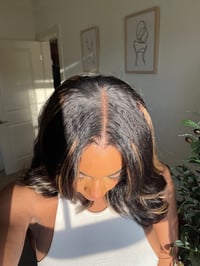 Image 10 of 14 inch 'M' shaped LAGOS HAIRLINE 5x5 HD LACE CLOSURE WIG with BLONDE HIGHLIGHTS