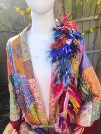 Image 4 of FRILL body cross Sari bag with ruffle -large detachable strap- Hamsa Hand 2