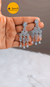 Image 7 of Sia White-Stunning AD Necklace Set with Earrings in White