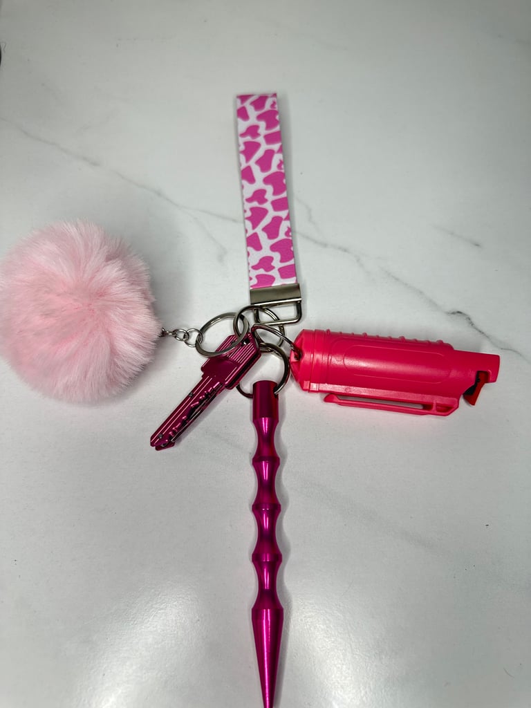 Pink Cow Safety Keychain Image 2