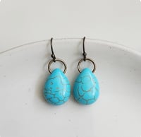 Image 2 of Howlite and Antiqued Brass Post Earrings 
