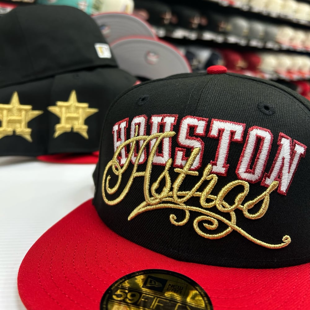 New Era 59Fifty Black Scarlet Gold Script