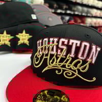 Image 3 of New Era 59Fifty Black Scarlet Gold Script