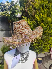 Image 5 of Dolly cowboy hat - recycled sari fabric Brown