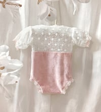 Image 4 of Newborn girls bodysuit | Fiorenza | pink | off white|  short sleeves