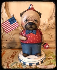 Image 1 of Folk Art Pug dog clay Creation Americana 