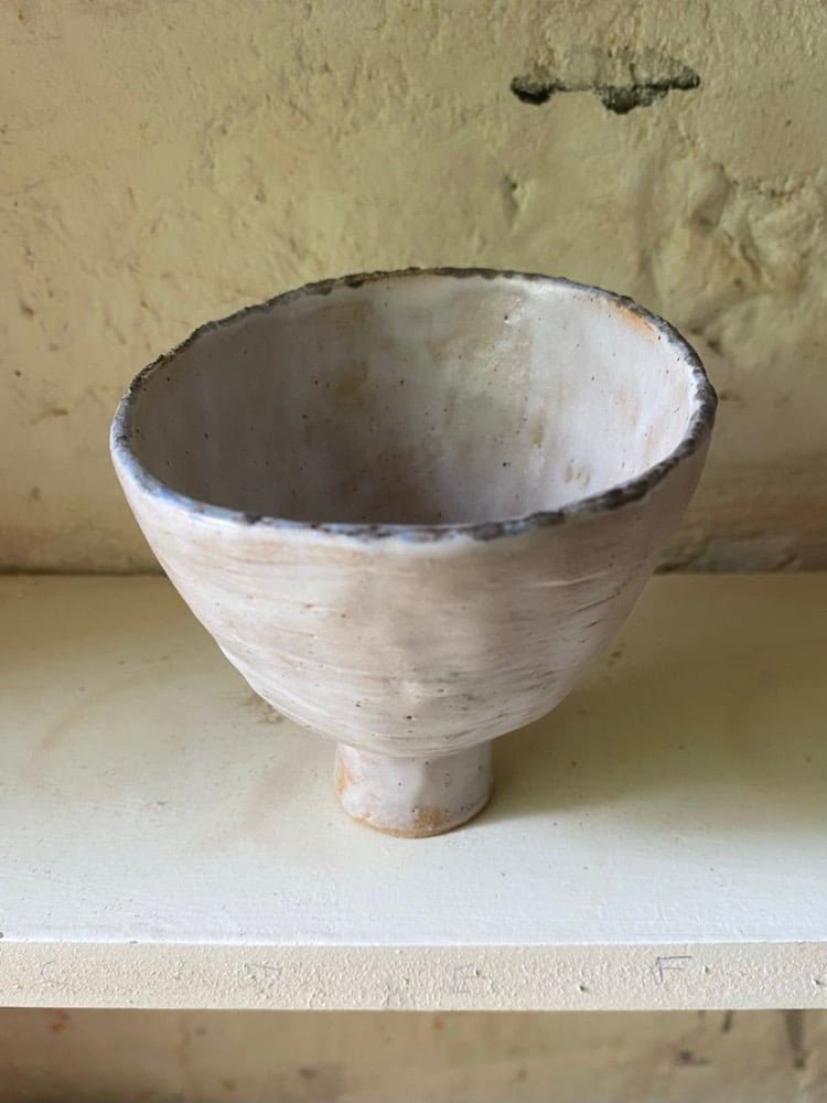 Deep footed bowl (sponged blue top) Image 2