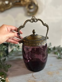 Image 1 of Superbe jarre à biscuit en verre violet! Époque Art Nouveau (1900)