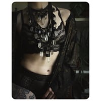 Image 2 of The Venus Necklace XL - Clear Quartz Crystals and Black Leather 
