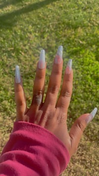 Image 3 of Nails - Long (Silver Glitter)