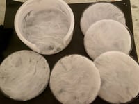 Image 2 of Round white coaster set 