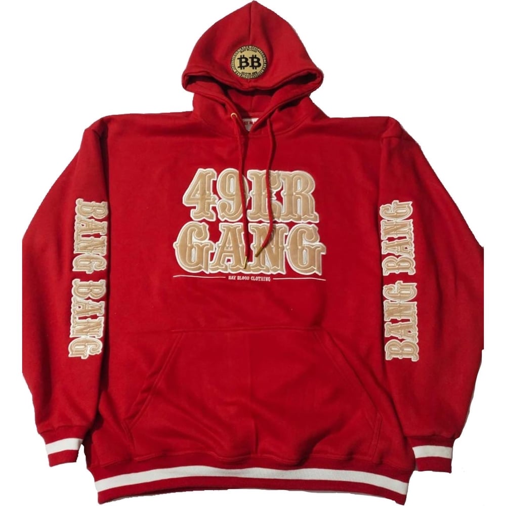 Image of 49ER GANG CUT AND SEW HOODIE (RED)