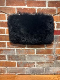 Image 4 of Sheepskin BLACK Wool Leather Shearling Pieces in Rectangle Natural Shapes