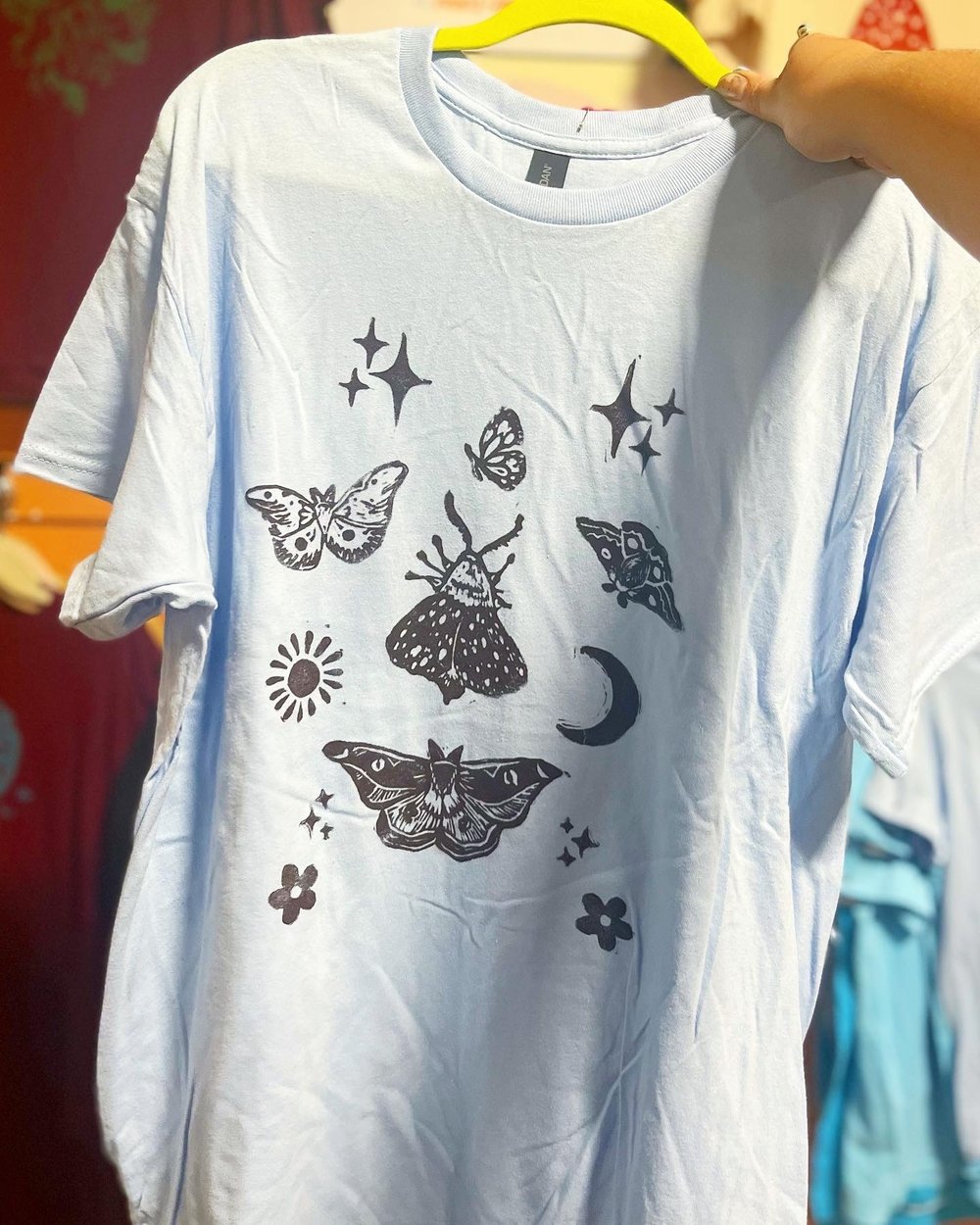 Image of MADE TO ORDER Celestial Moths Handprinted Tee 