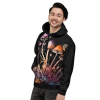 Image 3 of Colorful Watercolor Mushroom Mycology Fungus Unisex Hoodie