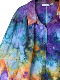 Image 5 of ♻️ UPCYCLED 3X PLUS Twill Smock Work Shirt in Earthy Rainbow Ice Dye