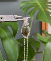 Image 1 of Silver Moss Agate Oval Crystal Necklace