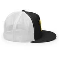 Image 3 of Black White Trucker Cap Embroidered Miloman Yellow Dog