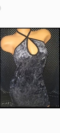 Image 1 of Stretch Velvet Keyhole Dress