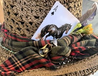 Image 4 of Brown Crushable Cowboy Hat, Bandanna, Beads, Card, Feather and Charm Band 