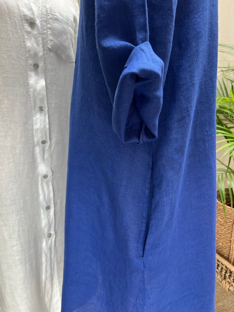Image of Robe En Lin Daphné Bleu Majorelle