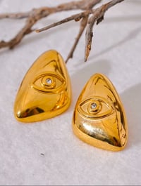 Image 1 of LAIA 18ct Gold Plated Eye Statement Earrings 