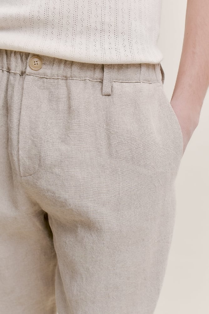 Image of A KIND OF GUISE ELASTIC WIDE PANT BEACH LINEN