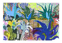 Image 1 of Blue Aloe oil pastel drawing on paper